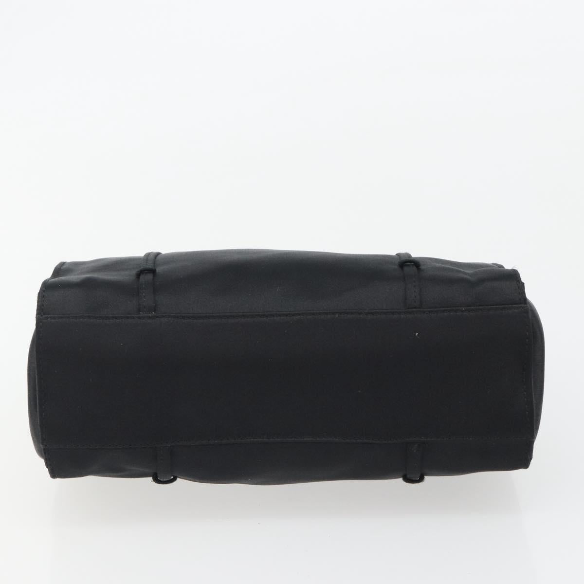PRADA Hand Bag Satin Black Silver Auth 190858