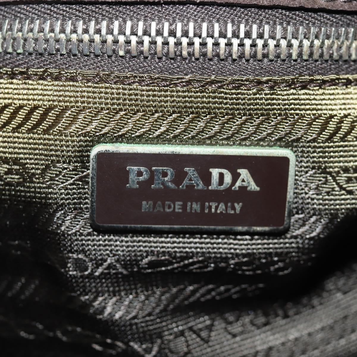 PRADA Shoulder Bag Suede Brown Silver Auth 190859SAV