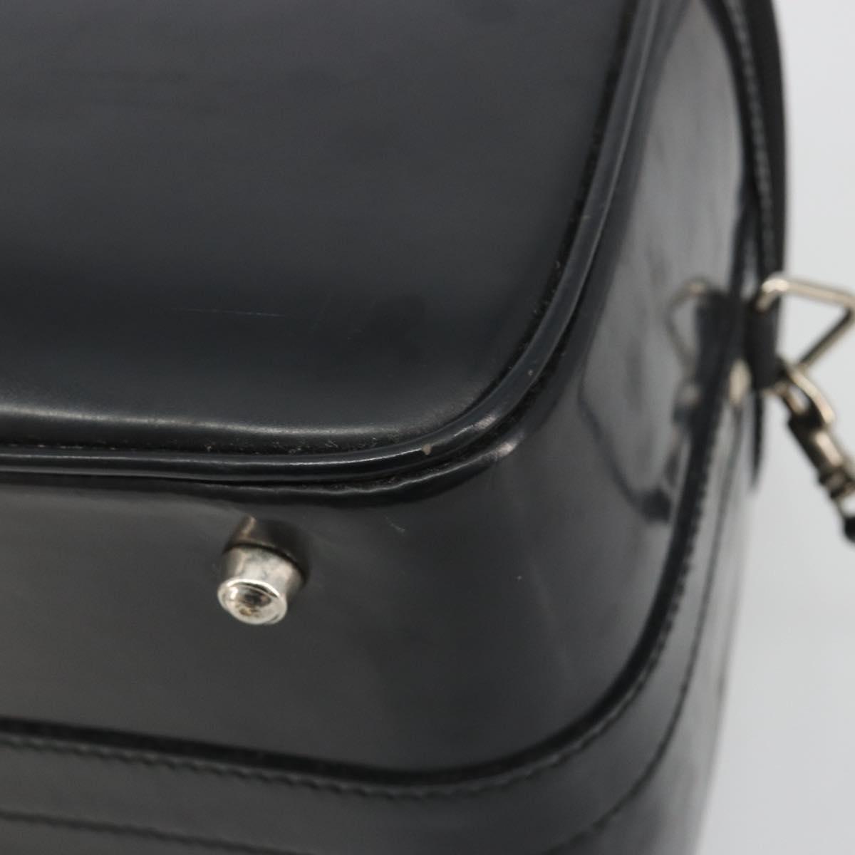 GUCCI Bamboo Hand Bag Patent Leather 2way Black Silver 013 122 2491 Auth 190862
