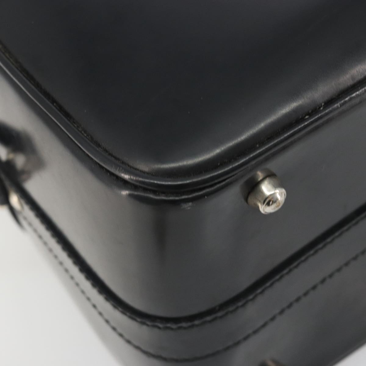 GUCCI Bamboo Hand Bag Patent Leather 2way Black Silver 013 122 2491 Auth 190862