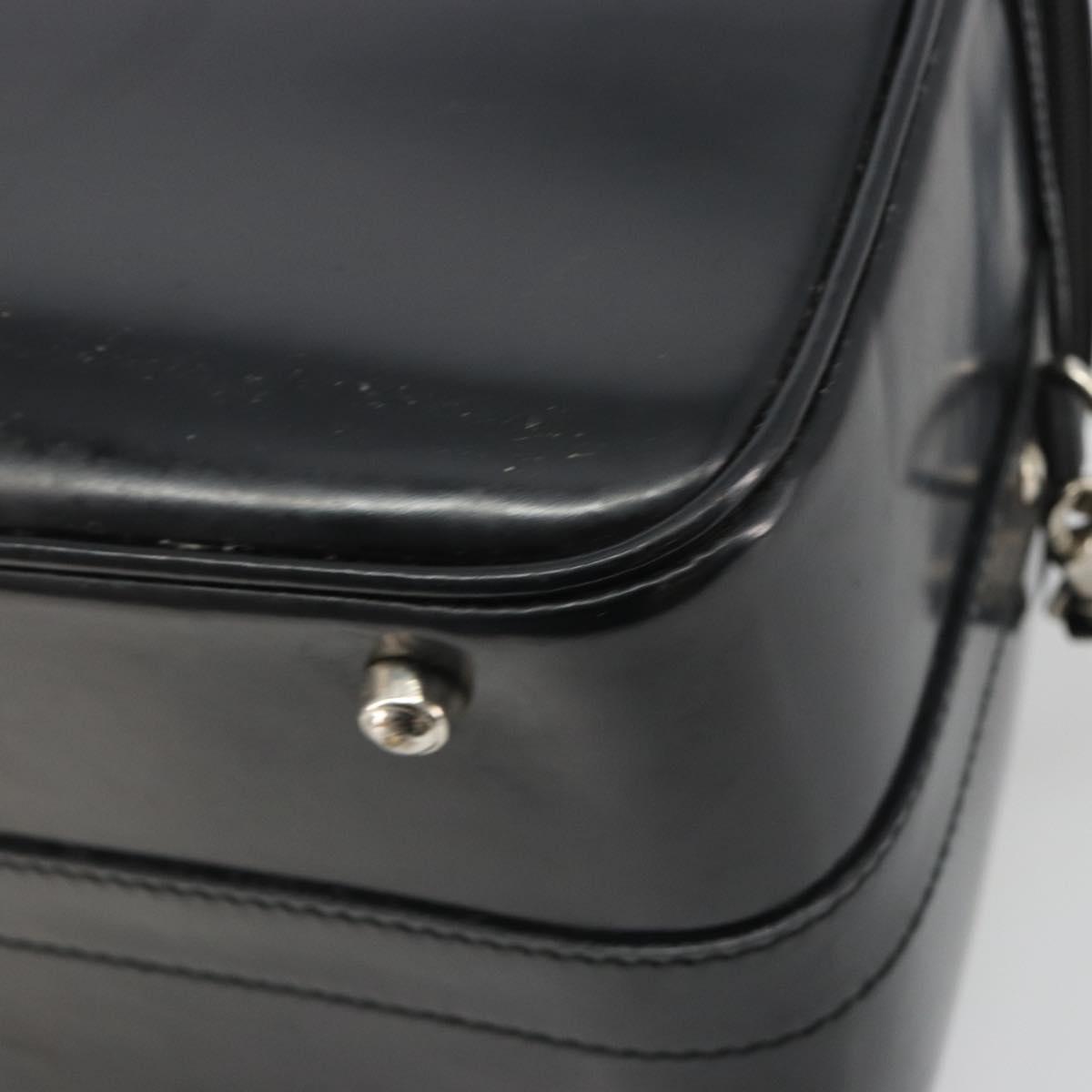 GUCCI Bamboo Hand Bag Patent Leather 2way Black Silver 013 122 2491 Auth 190862