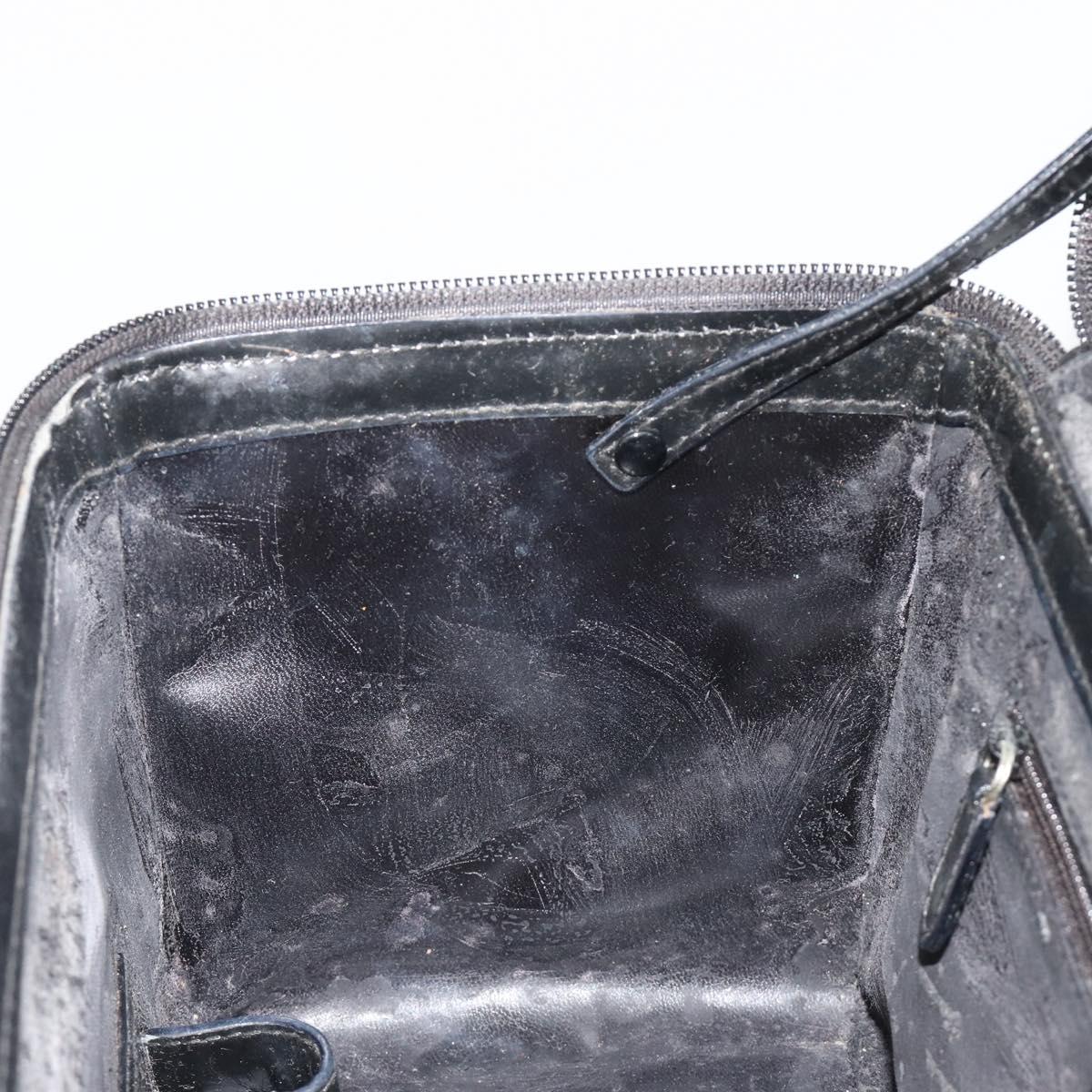 GUCCI Bamboo Hand Bag Patent Leather 2way Black Silver 013 122 2491 Auth 190862