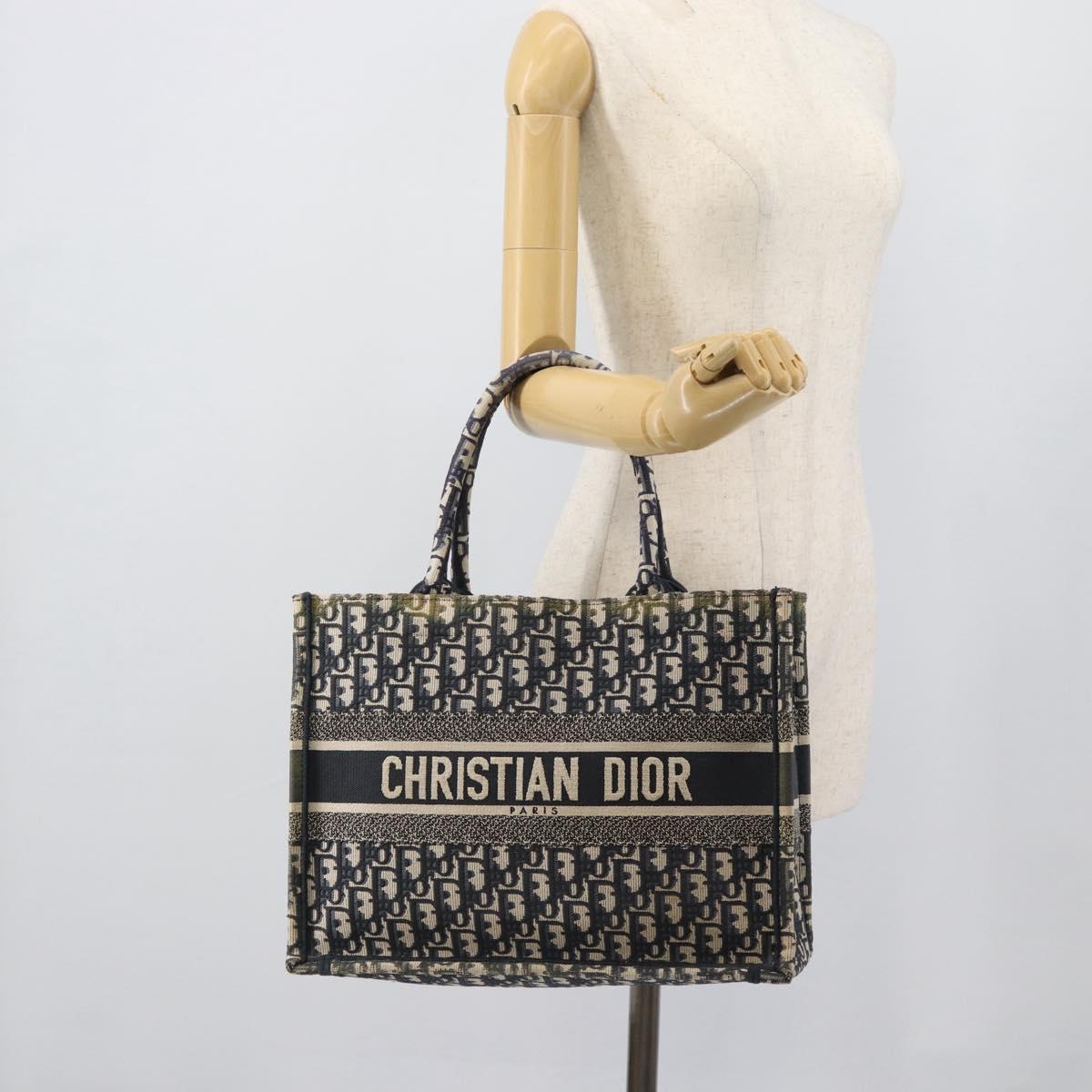 Christian Dior Trotter Canvas Oblique Book Hand Bag 2way Navy Auth 190866A