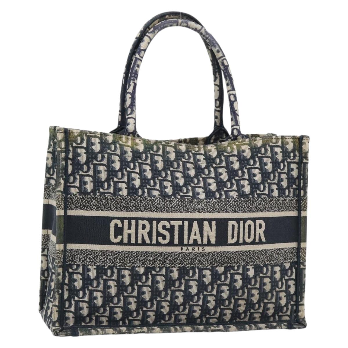 Christian Dior Trotter Canvas Oblique Book Hand Bag 2way Navy Auth 190866A