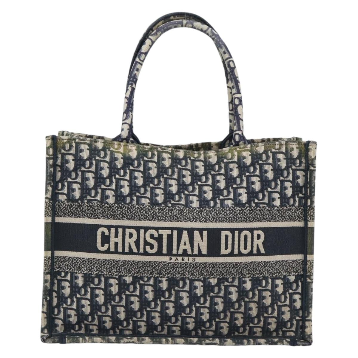 Christian Dior Trotter Canvas Oblique Book Hand Bag 2way Navy Auth 190866A