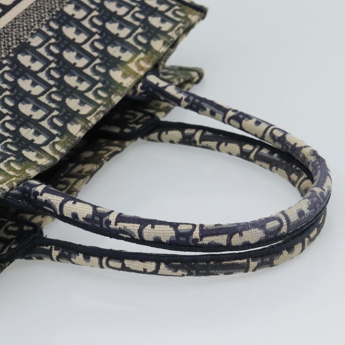 Christian Dior Trotter Canvas Oblique Book Hand Bag 2way Navy Auth 190866A