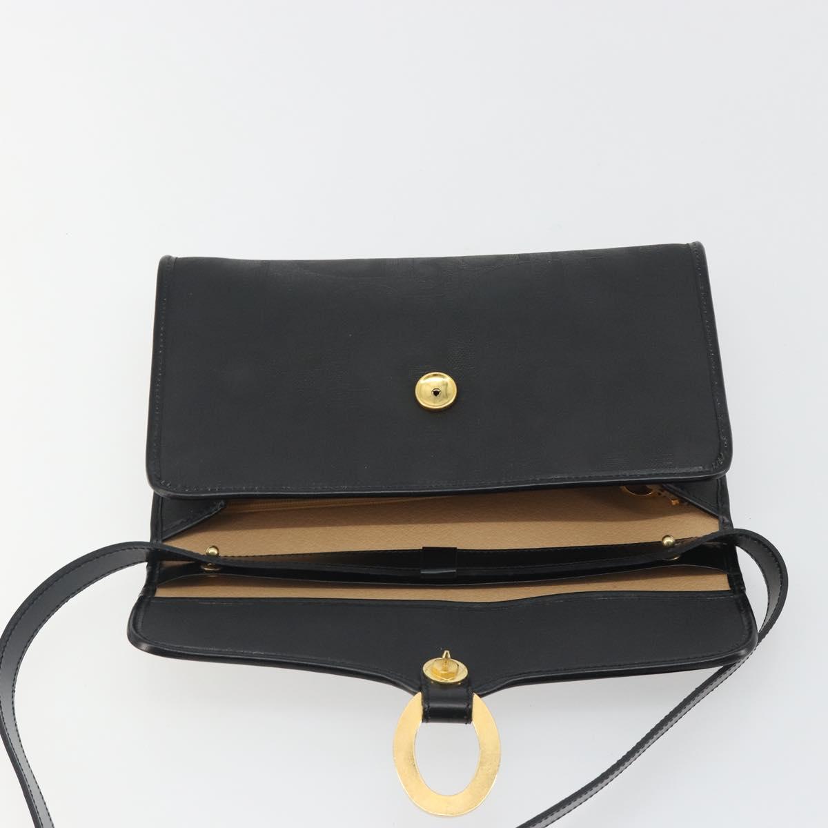 Christian Dior Trotter Canvas Shoulder Bag PVC Black Gold Auth 190867A