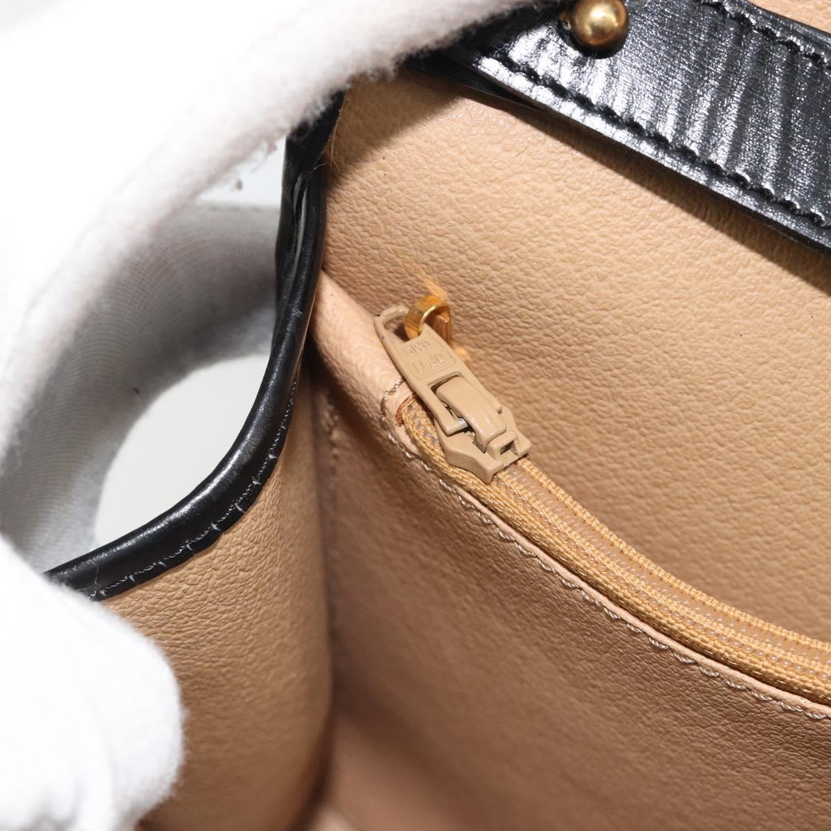 Christian Dior Trotter Canvas Shoulder Bag PVC Black Gold Auth 190867A