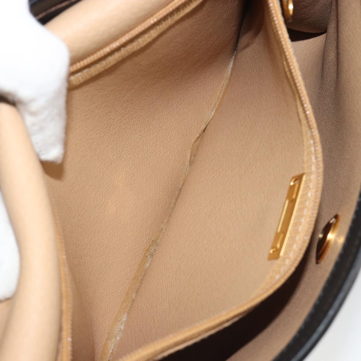 Christian Dior Trotter Canvas Shoulder Bag PVC Black Gold Auth 190867A