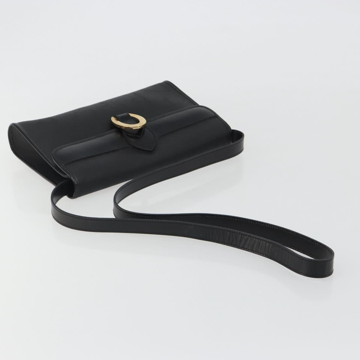 Christian Dior Trotter Canvas Shoulder Bag PVC Black Gold Auth 190867A