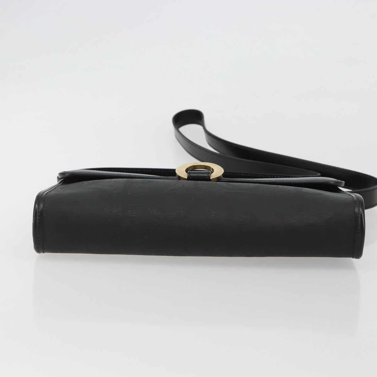 Christian Dior Trotter Canvas Shoulder Bag PVC Black Gold Auth 190867A
