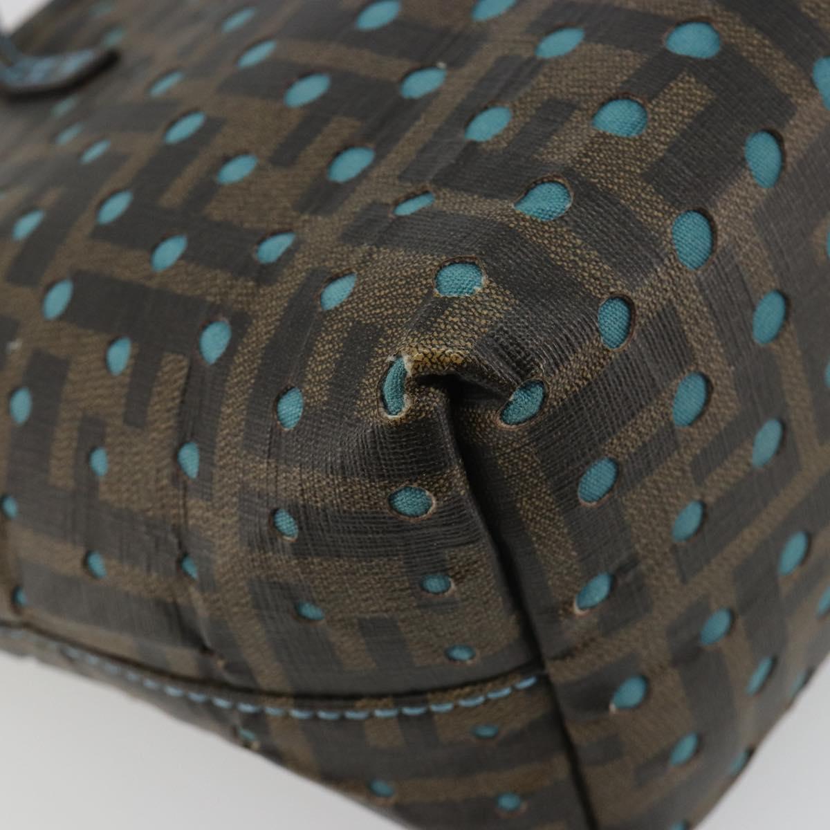 FENDI Zucca Canvas Hand Bag PVC Black Brown Auth 190868