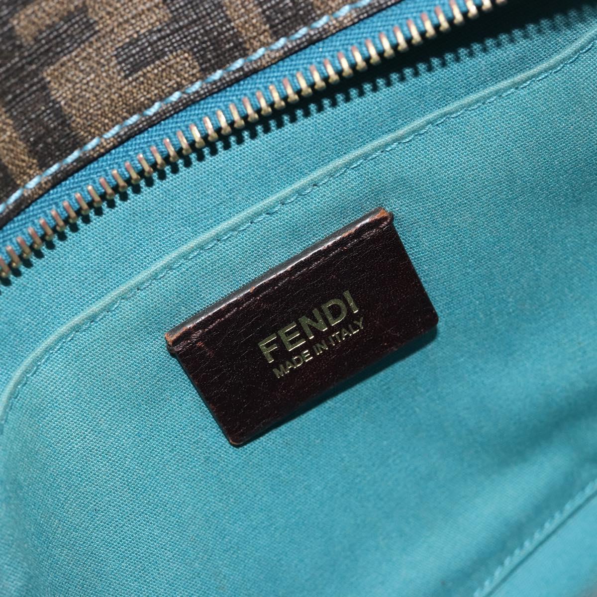 FENDI Zucca Canvas Hand Bag PVC Black Brown Auth 190868