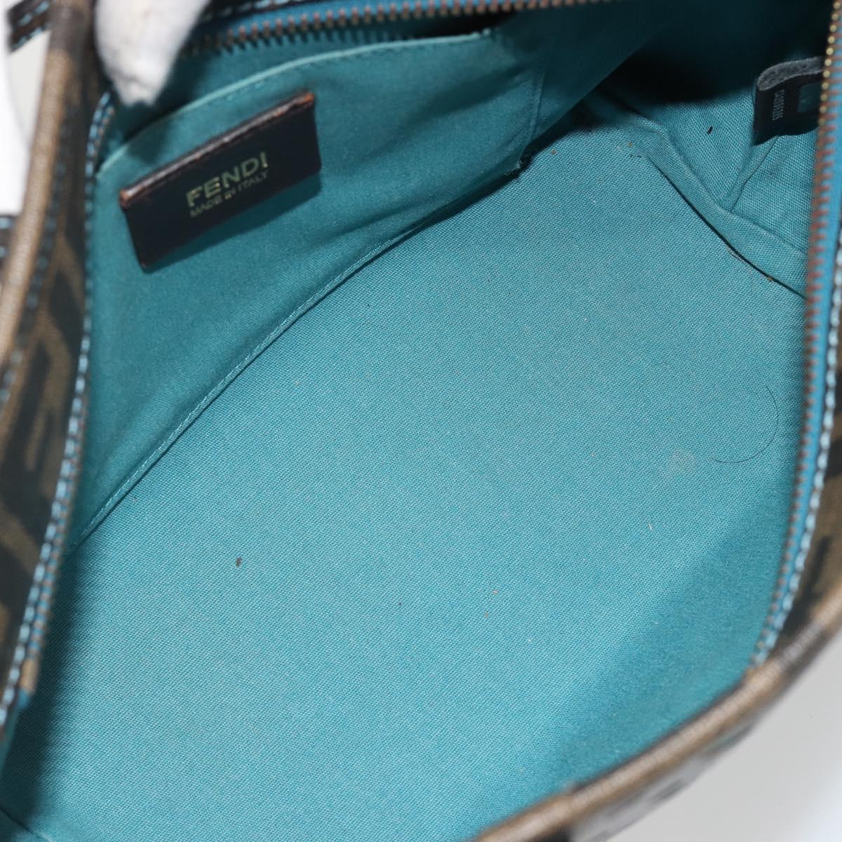 FENDI Zucca Canvas Hand Bag PVC Black Brown Auth 190868