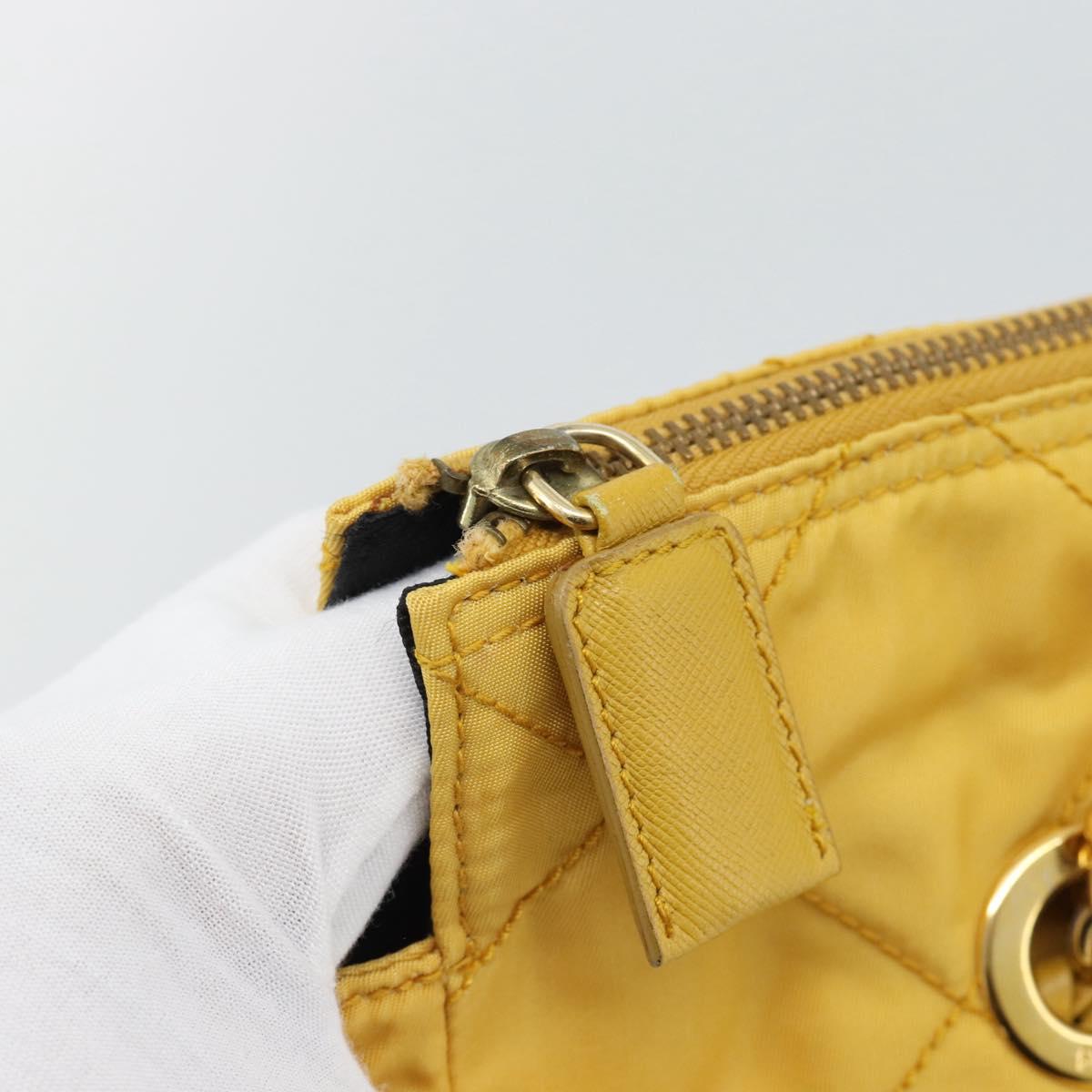 PRADA Chain Shoulder Bag Nylon Yellow Gold Auth 190869A