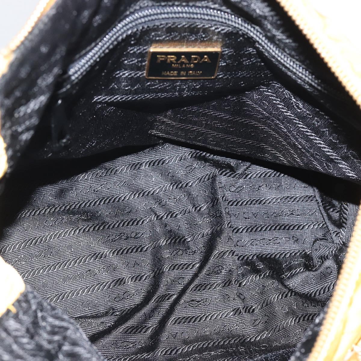PRADA Chain Shoulder Bag Nylon Yellow Gold Auth 190869A