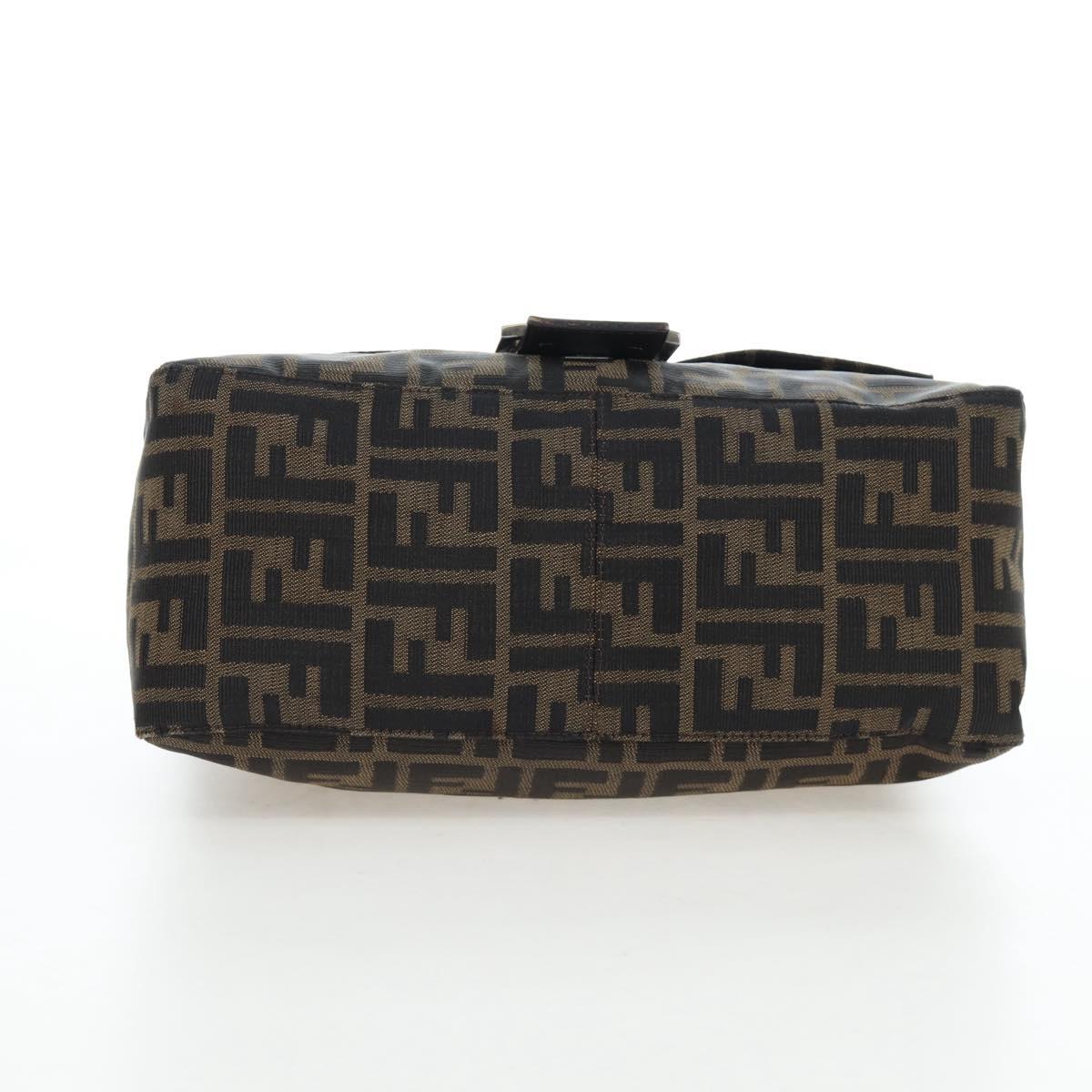 FENDI Zucca Canvas Mamma Baguette Tote Bag Brown Black Auth 190870SAV