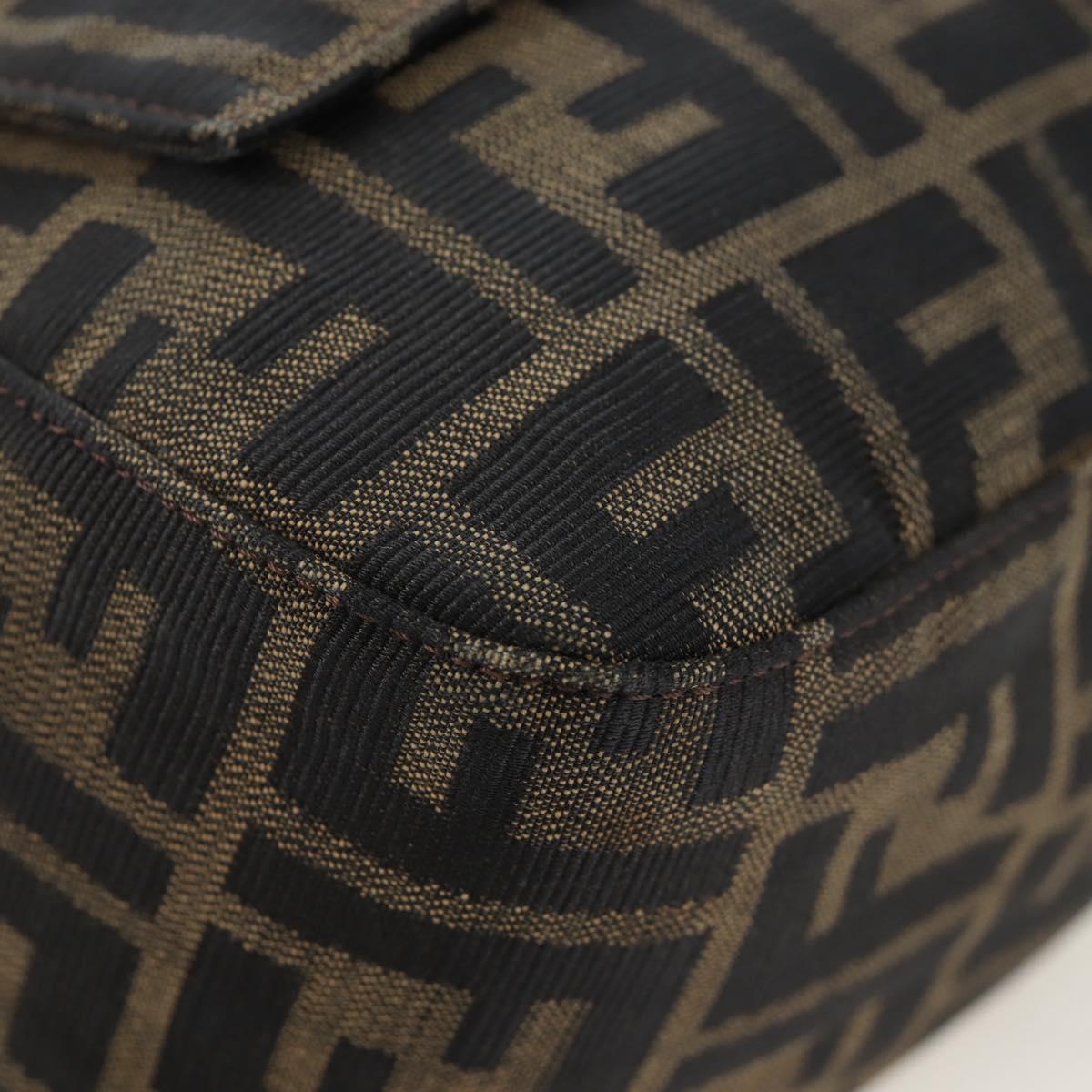 FENDI Zucca Canvas Mamma Baguette Tote Bag Brown Black Auth 190870SAV