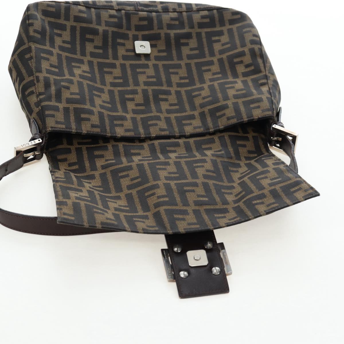 FENDI Zucca Canvas Mamma Baguette Tote Bag Brown Black Auth 190870SAV