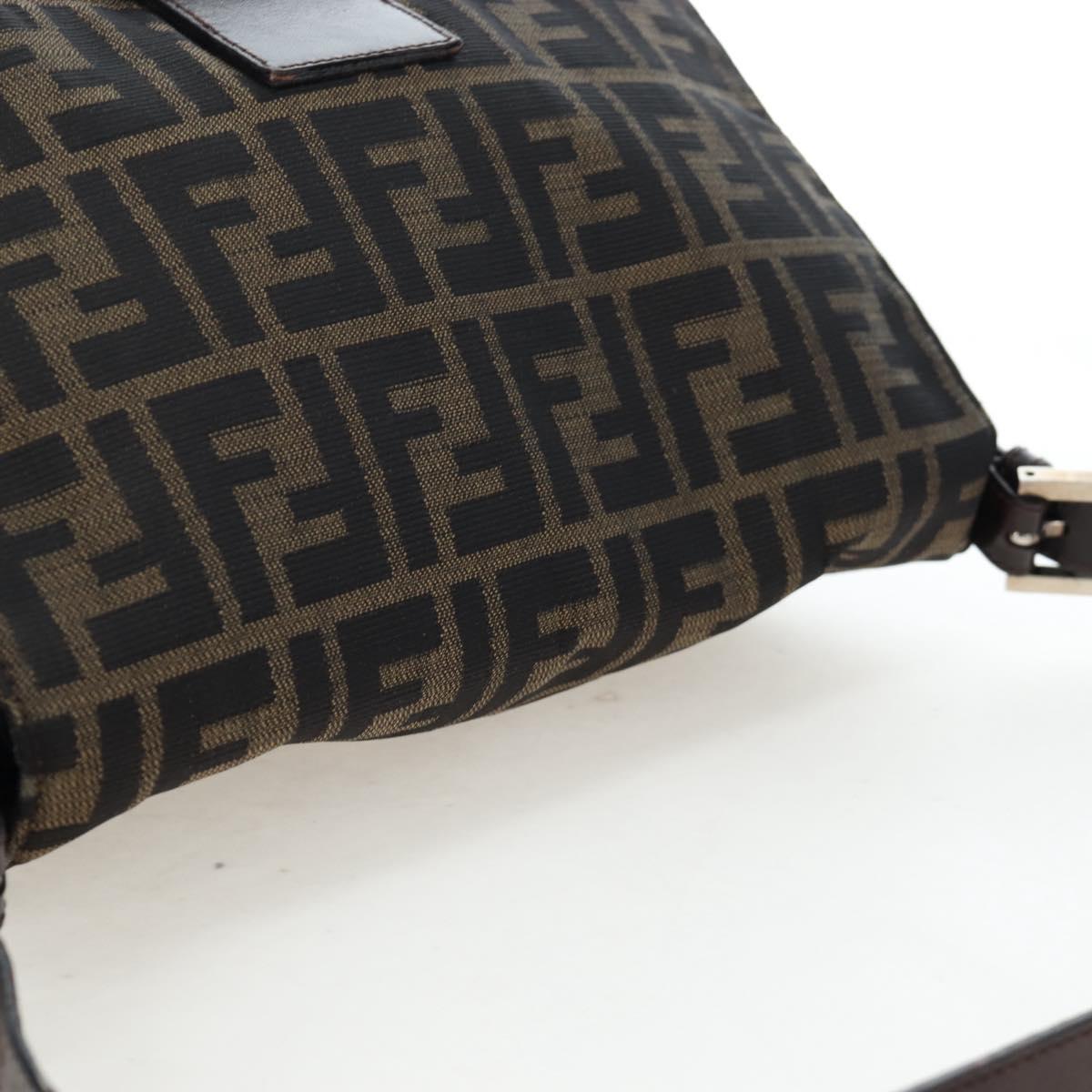 FENDI Zucca Canvas Mamma Baguette Tote Bag Brown Black Auth 190870SAV