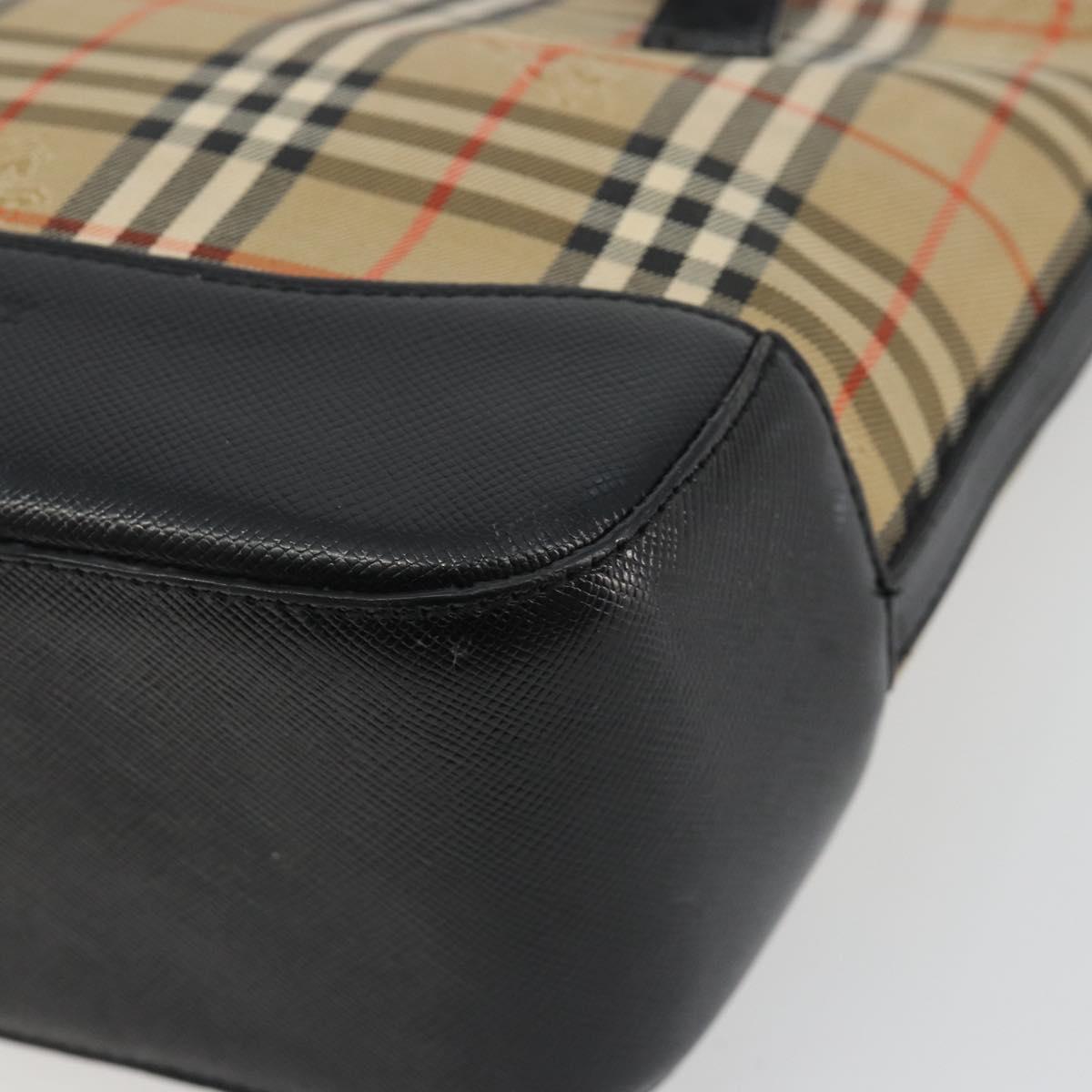 BURBERRY Nova Check Hand Bag Canvas Beige Gold Auth 190871A