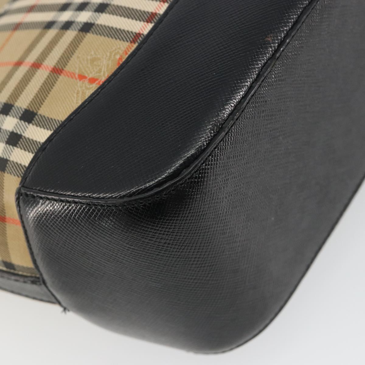 BURBERRY Nova Check Hand Bag Canvas Beige Gold Auth 190871A