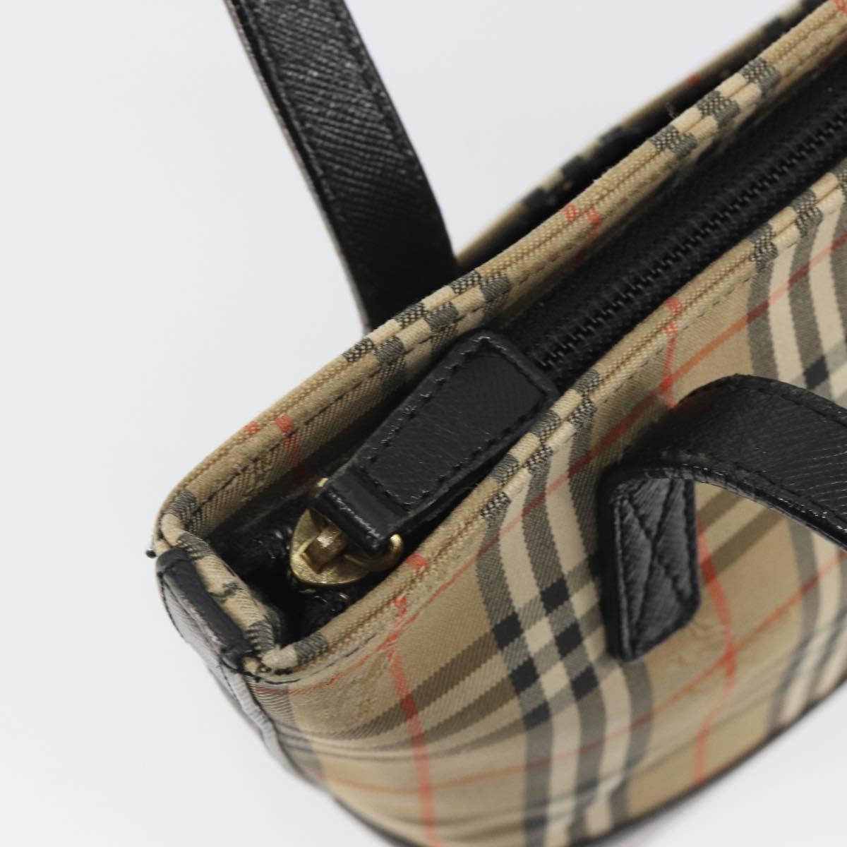 BURBERRY Nova Check Hand Bag Canvas Beige Gold Auth 190871A