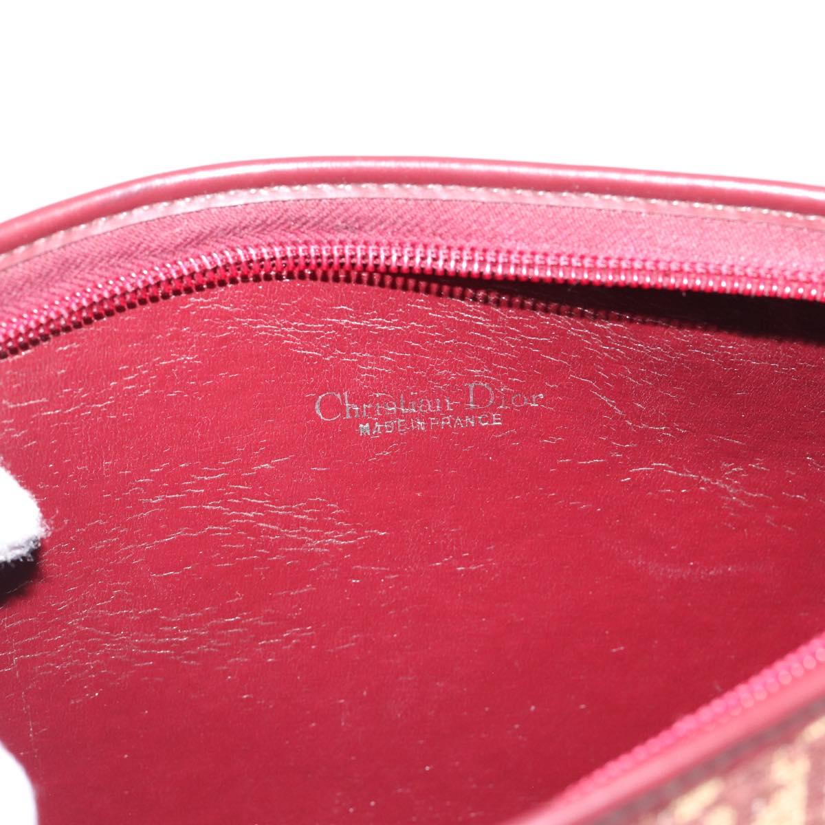 Christian Dior Trotter Canvas Shoulder Bag Red Gold Auth 190877A