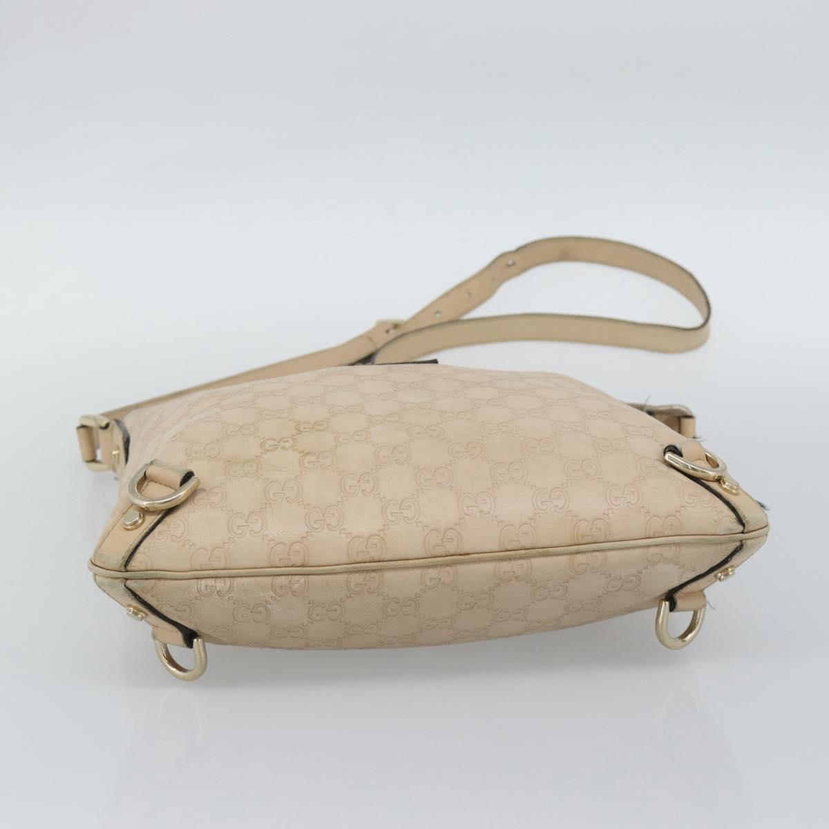 GUCCI GG Canvas Guccissima Shoulder Bag Leather Ivory Gold 131326 Auth 190878