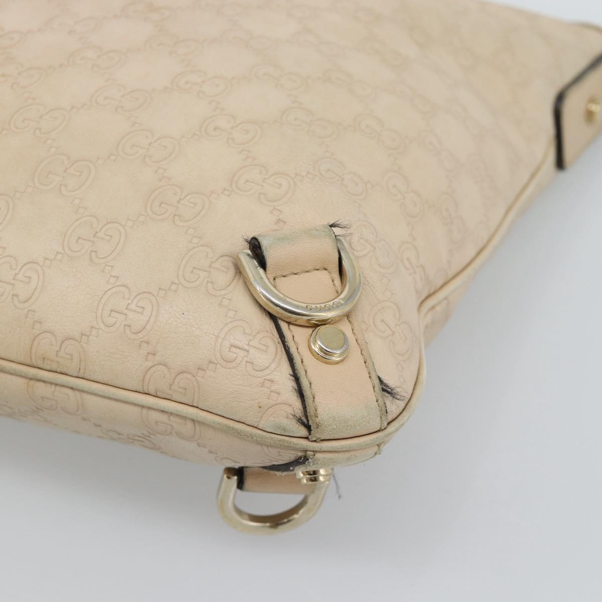 GUCCI GG Canvas Guccissima Shoulder Bag Leather Ivory Gold 131326 Auth 190878