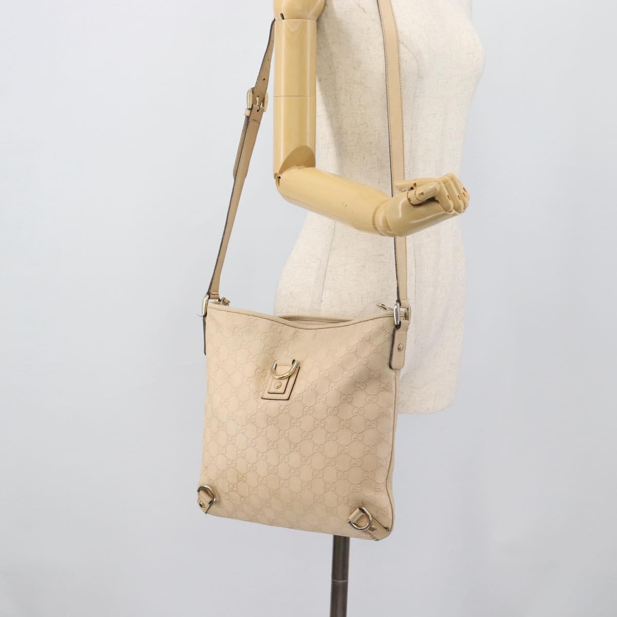 GUCCI GG Canvas Guccissima Shoulder Bag Leather Ivory Gold 131326 Auth 190878