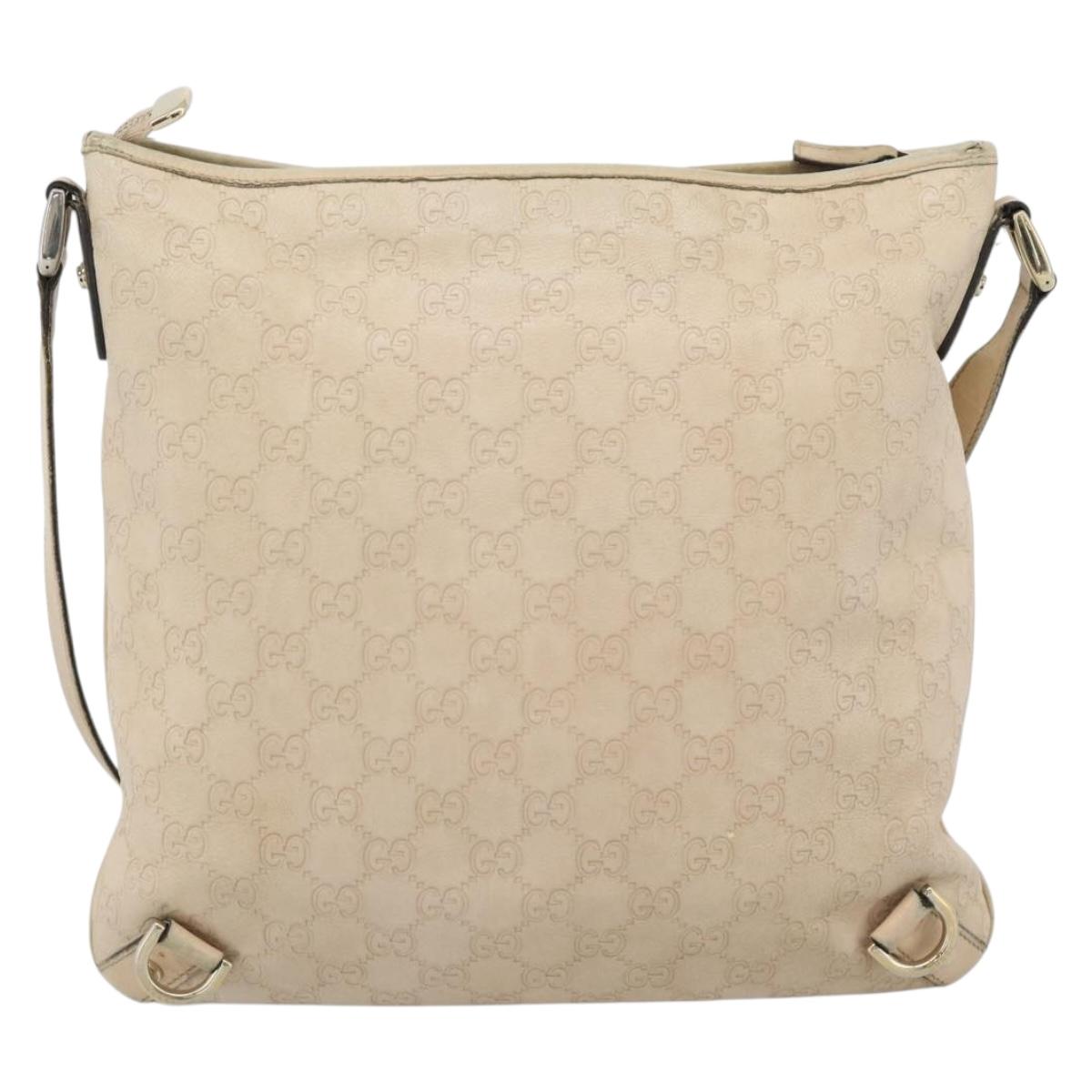 GUCCI GG Canvas Guccissima Shoulder Bag Leather Ivory Gold 131326 Auth 190878