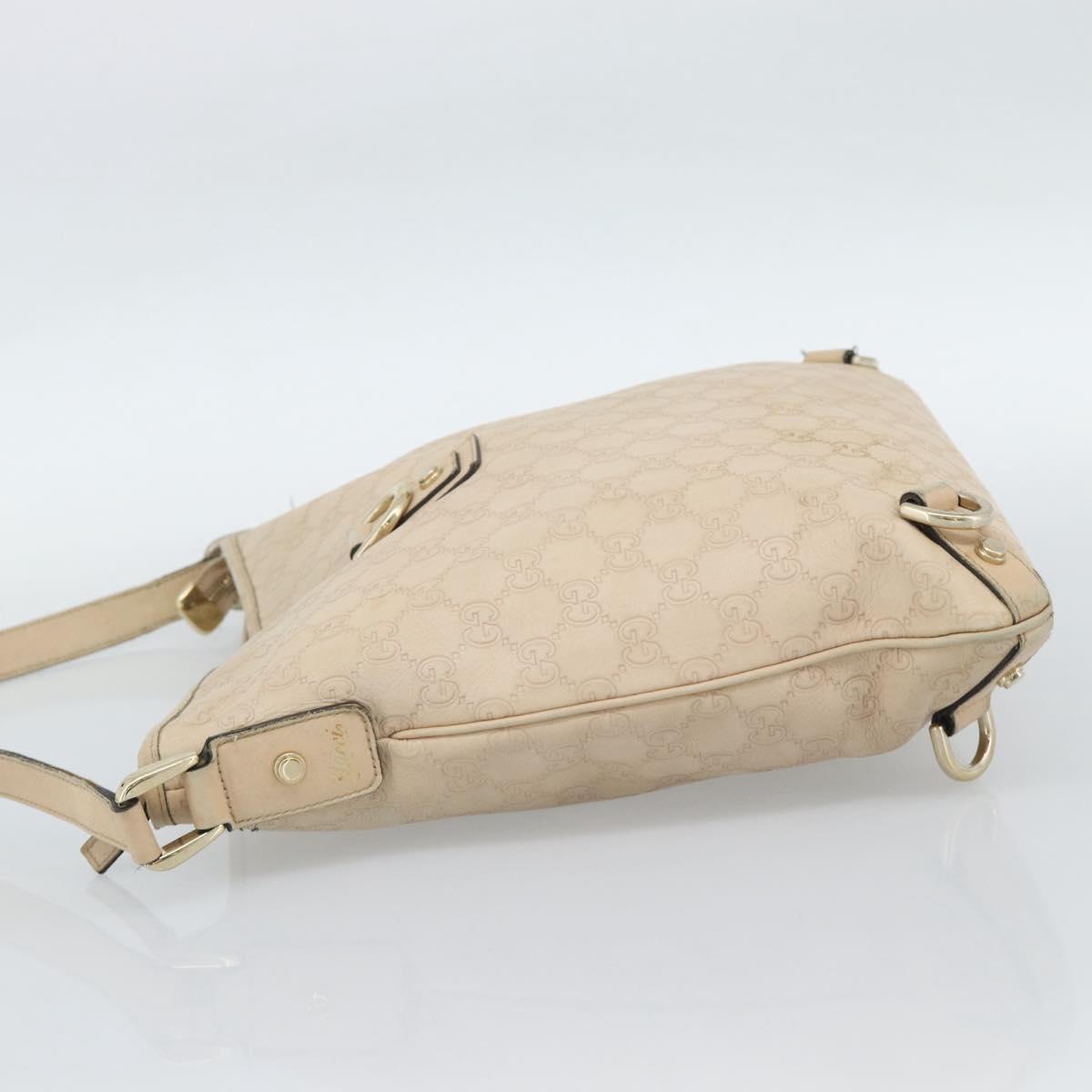 GUCCI GG Canvas Guccissima Shoulder Bag Leather Ivory Gold 131326 Auth 190878