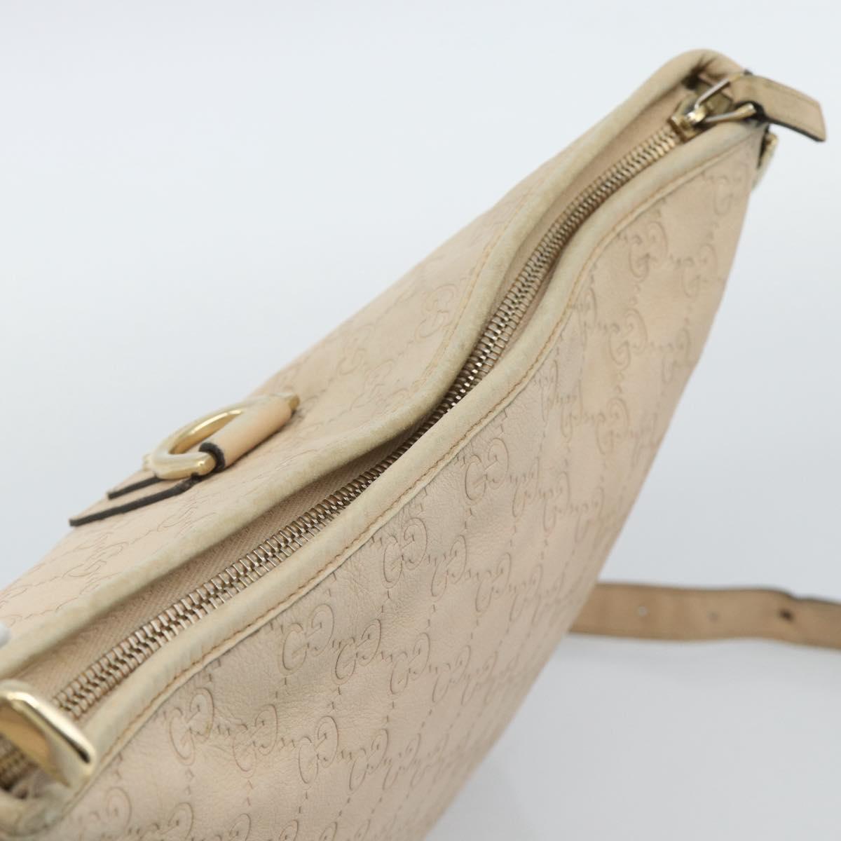 GUCCI GG Canvas Guccissima Shoulder Bag Leather Ivory Gold 131326 Auth 190878
