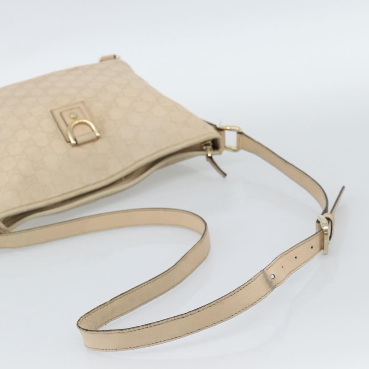GUCCI GG Canvas Guccissima Shoulder Bag Leather Ivory Gold 131326 Auth 190878