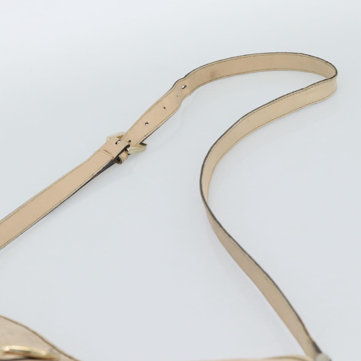 GUCCI GG Canvas Guccissima Shoulder Bag Leather Ivory Gold 131326 Auth 190878