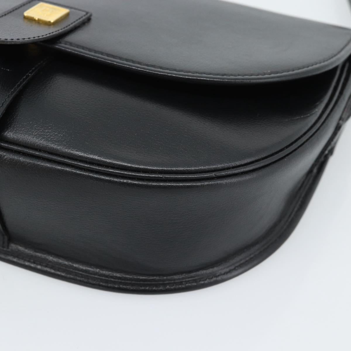 Christian Dior Shoulder Bag Leather Black Gold Auth 190880