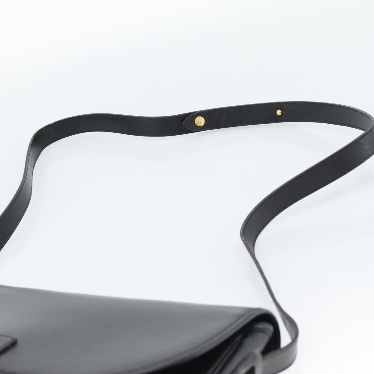 Christian Dior Shoulder Bag Leather Black Gold Auth 190880