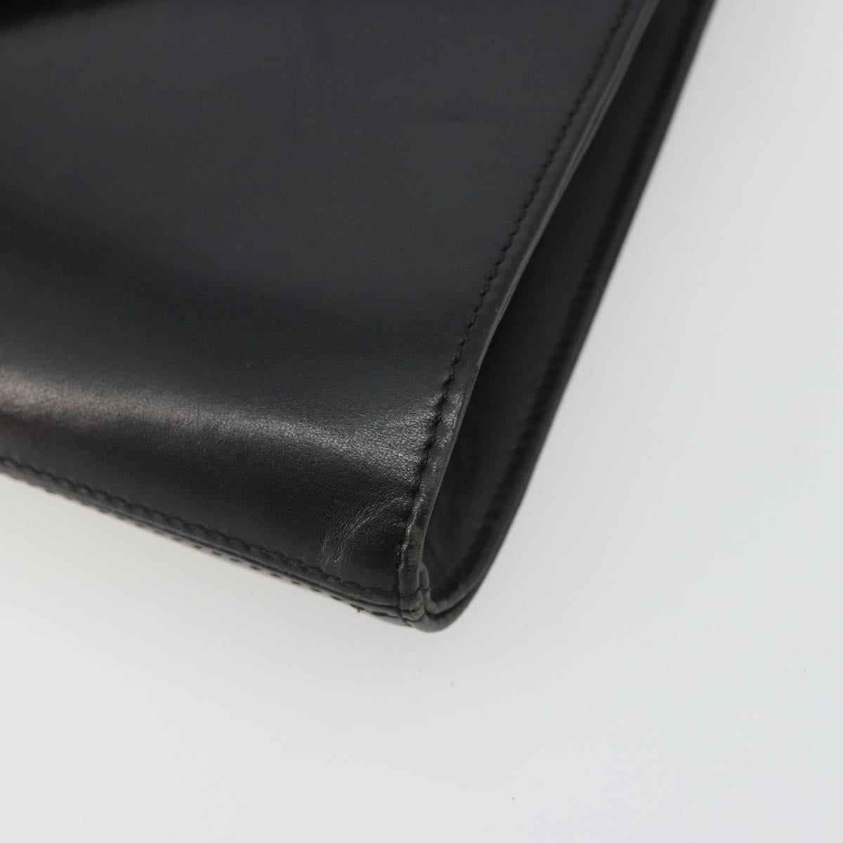 GIVENCHY Chain Shoulder Bag Leather Black Gold Auth 190882