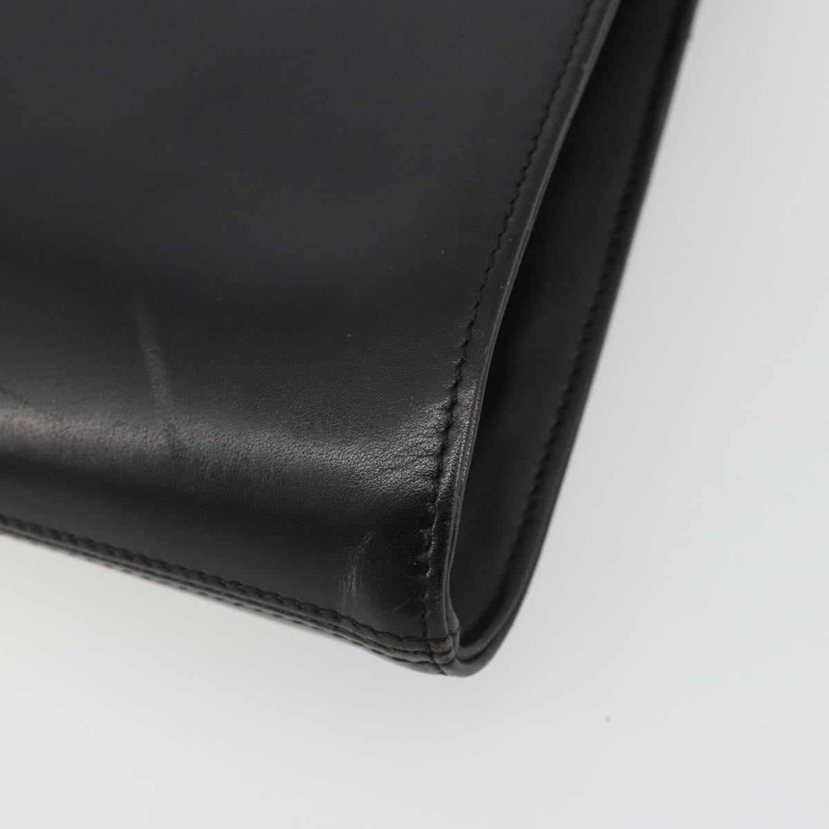 GIVENCHY Chain Shoulder Bag Leather Black Gold Auth 190882