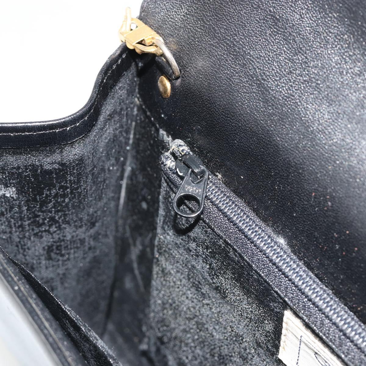 GIVENCHY Chain Shoulder Bag Leather Black Gold Auth 190882