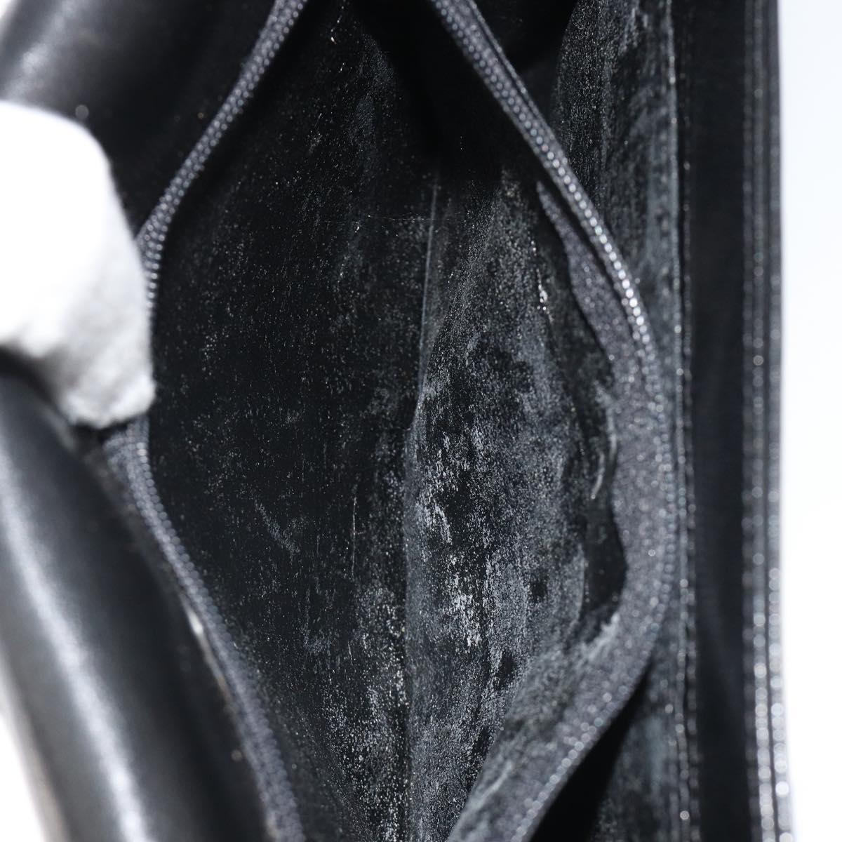 GIVENCHY Chain Shoulder Bag Leather Black Gold Auth 190882