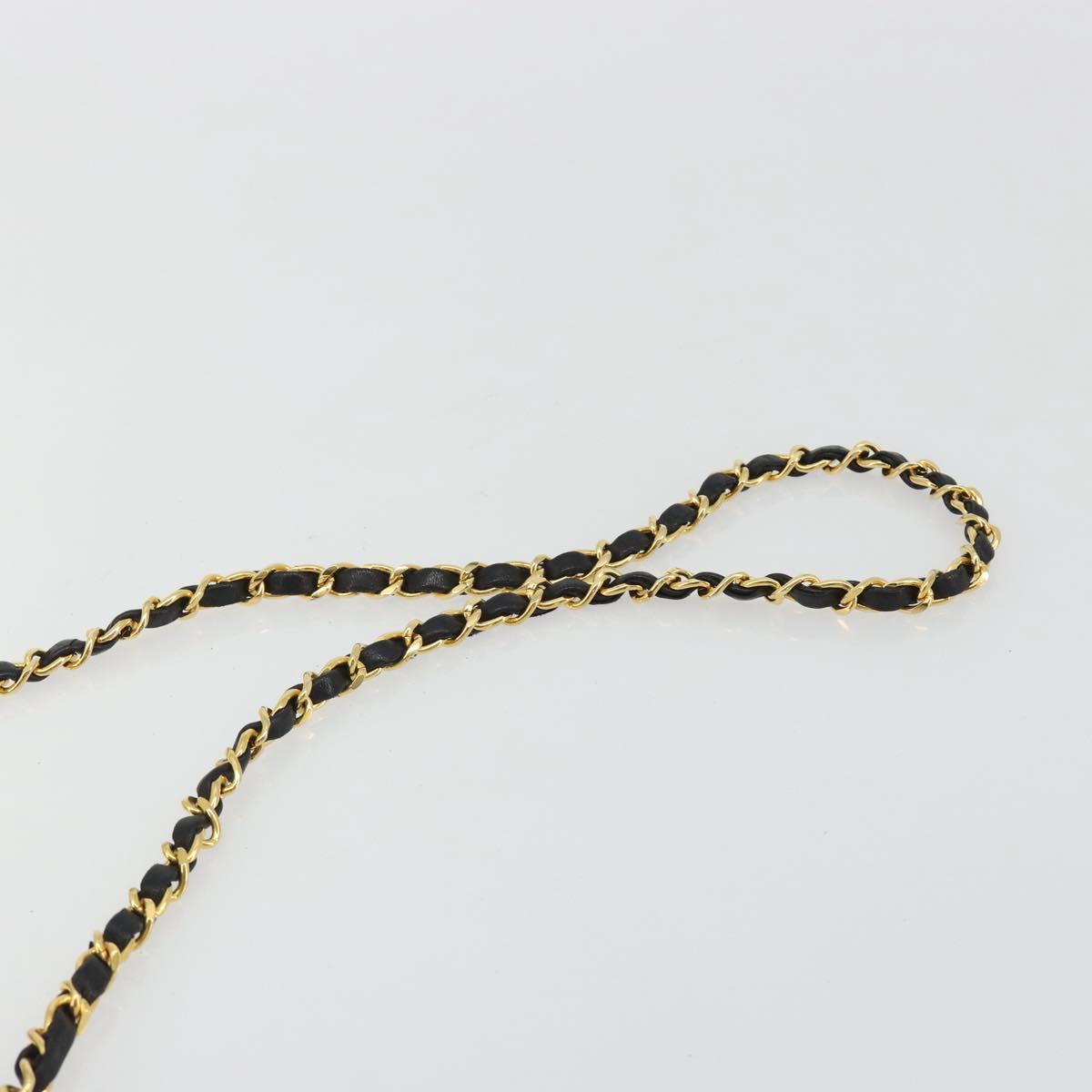 CHANEL Matelasse Chain Shoulder Bag Lamb Skin Black Gold CC Auth 190883