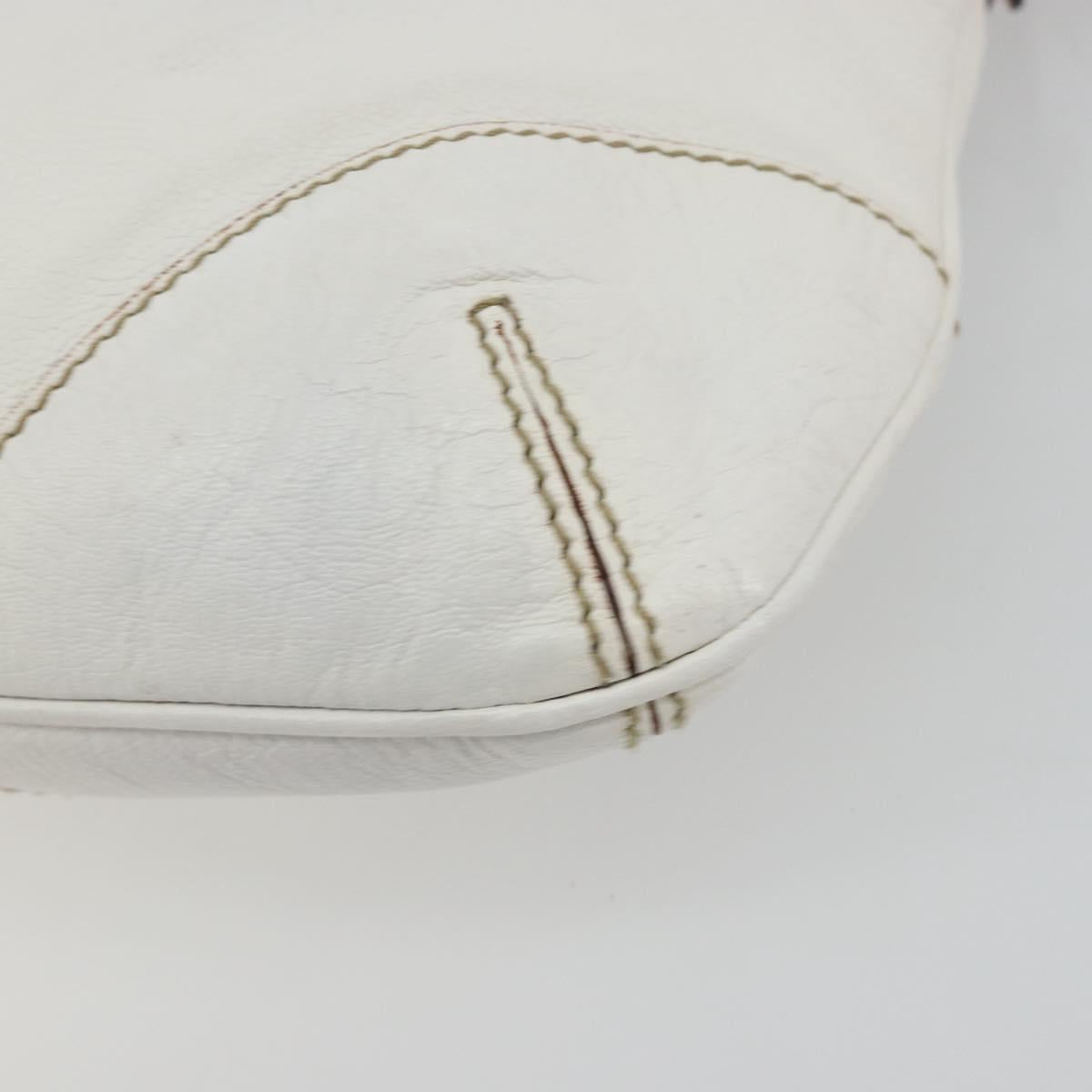 GUCCI Sherry Line Chain Bag Leather White Gold 153011 491404 Auth 190887A