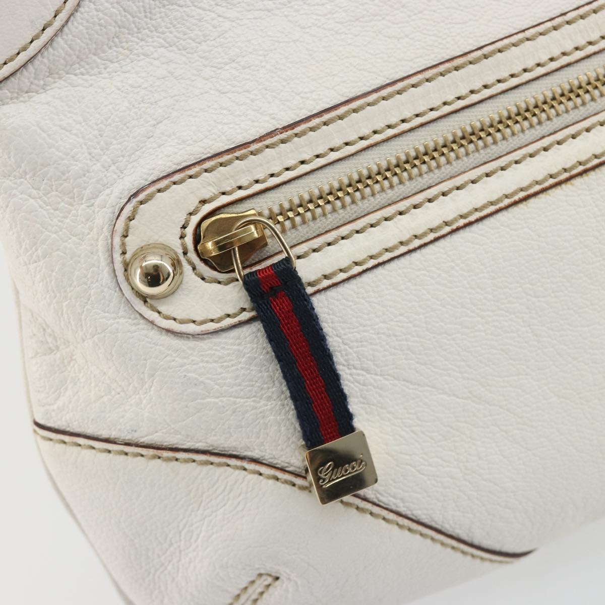 GUCCI Sherry Line Chain Bag Leather White Gold 153011 491404 Auth 190887A