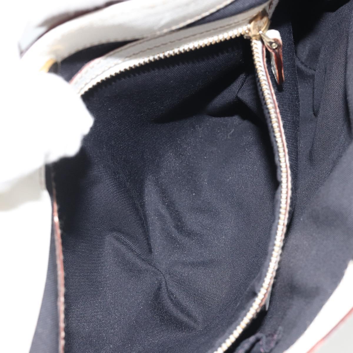 GUCCI Sherry Line Chain Bag Leather White Gold 153011 491404 Auth 190887A