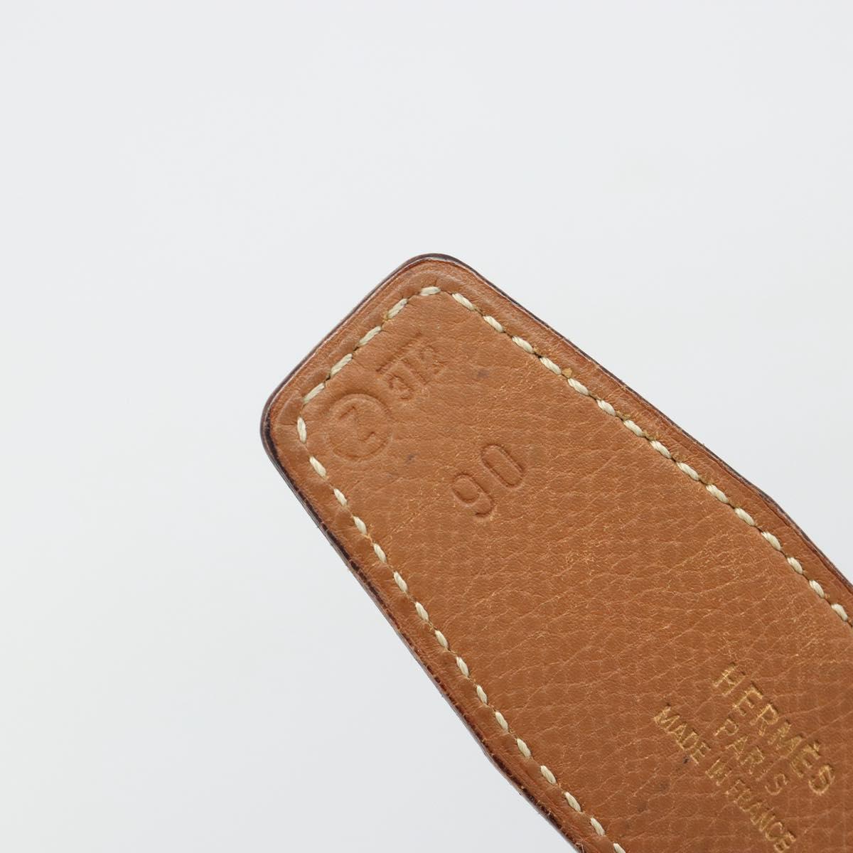 HERMES Constance H Belt Leather 31.9"" Brown Gold Auth 190890