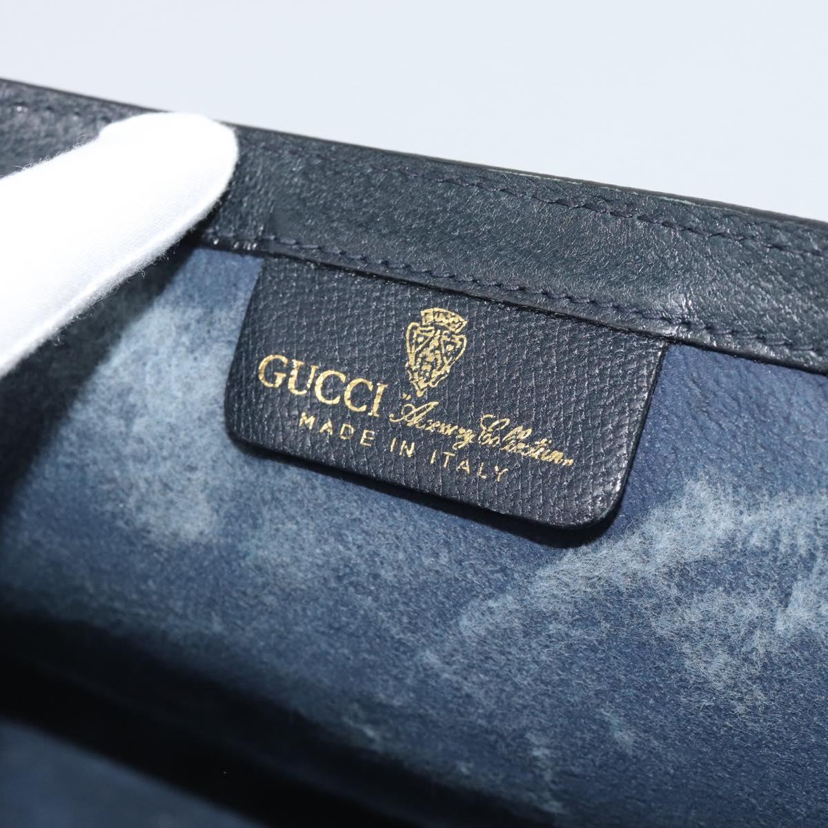 GUCCI GG Supreme Sherry Line Clutch Bag PVC Navy Gold Auth 190891