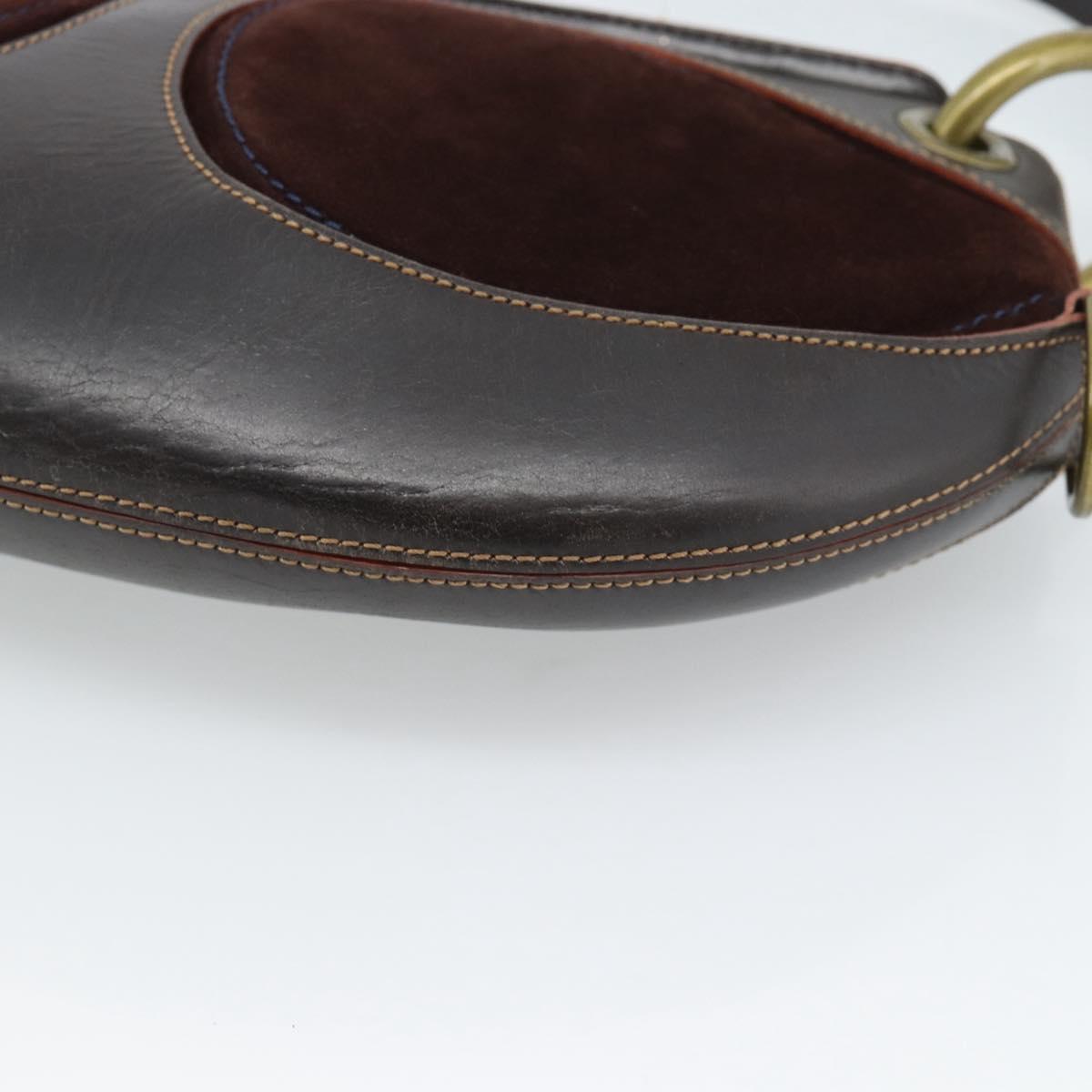 LOEWE Shoulder Bag Suede Leather Brown Gold Auth 190892