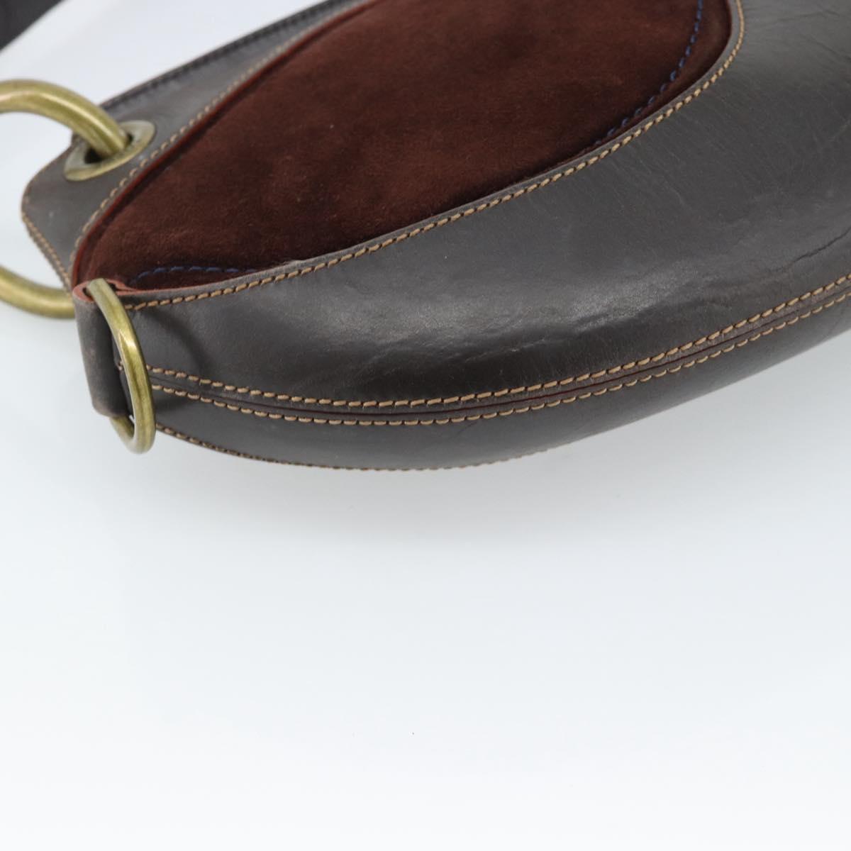 LOEWE Shoulder Bag Suede Leather Brown Gold Auth 190892